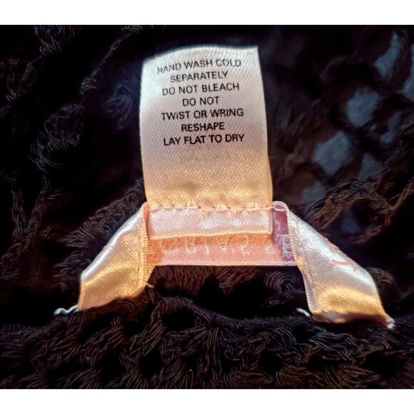 Victorias Secret Crochet Knit Black Fringe Cami Tank Top NWT Biker LGE.Boho New - Picture 10 of 12